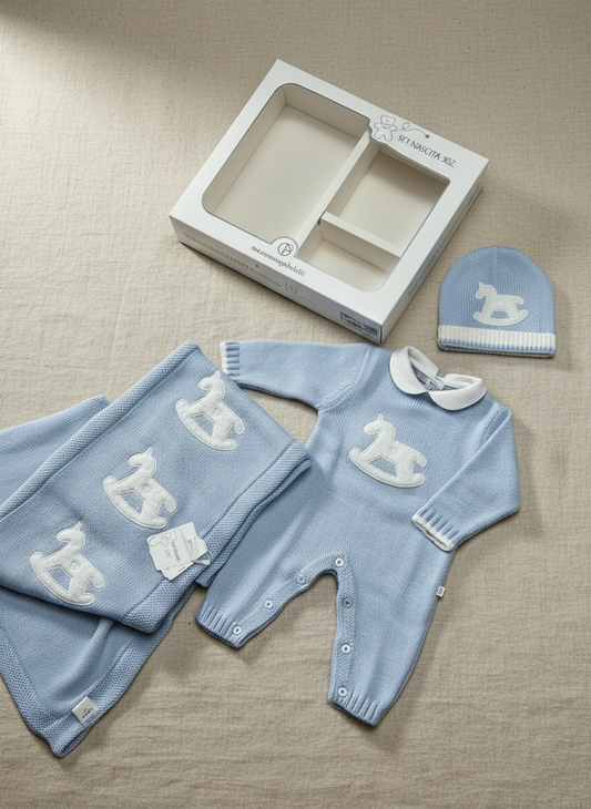 Set Nascita 3 pezzi neonato Tutina Coperta e Cappello NG-3488 NAZARENO GABRIELLI