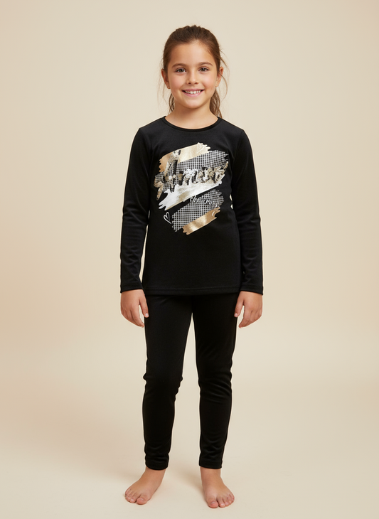 Completo bambina maxi maglia e leggins SMILE YES - Taglie 6 e 8 anni