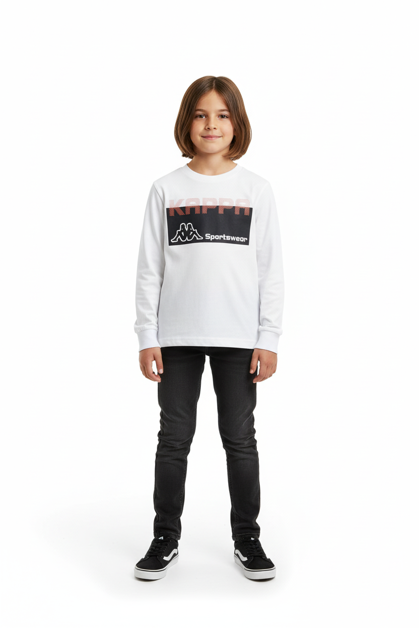 T-Shirt bambino manica lunga con stampa KAPPA - Taglie dalla 3 alla 6 anni