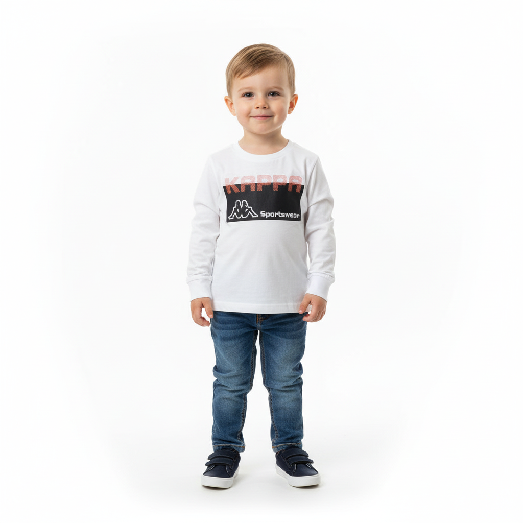 T-Shirt bambino manica lunga con stampa KAPPA - Taglie dalla 3 alla 6 anni
