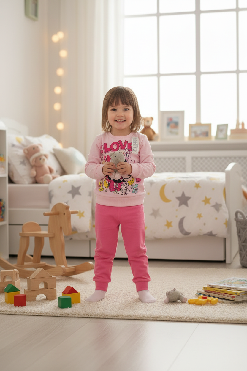 Pigiama Neonata e Bambina manica lunga primaverile in Jersey di Cotone Minnie Disney ELLEPI - Taglia 3 anni