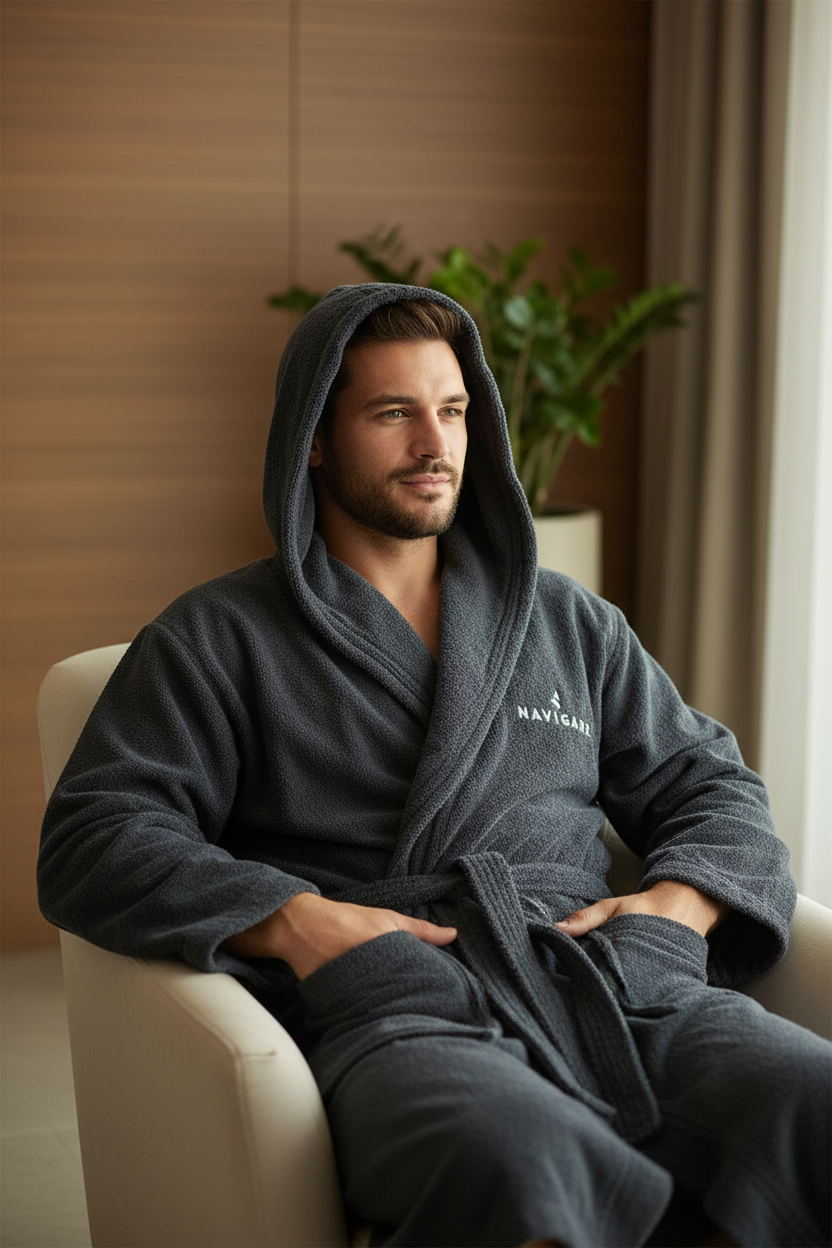 Accappatoio adulto unisex in spugna 100% cotone NAVIGARE