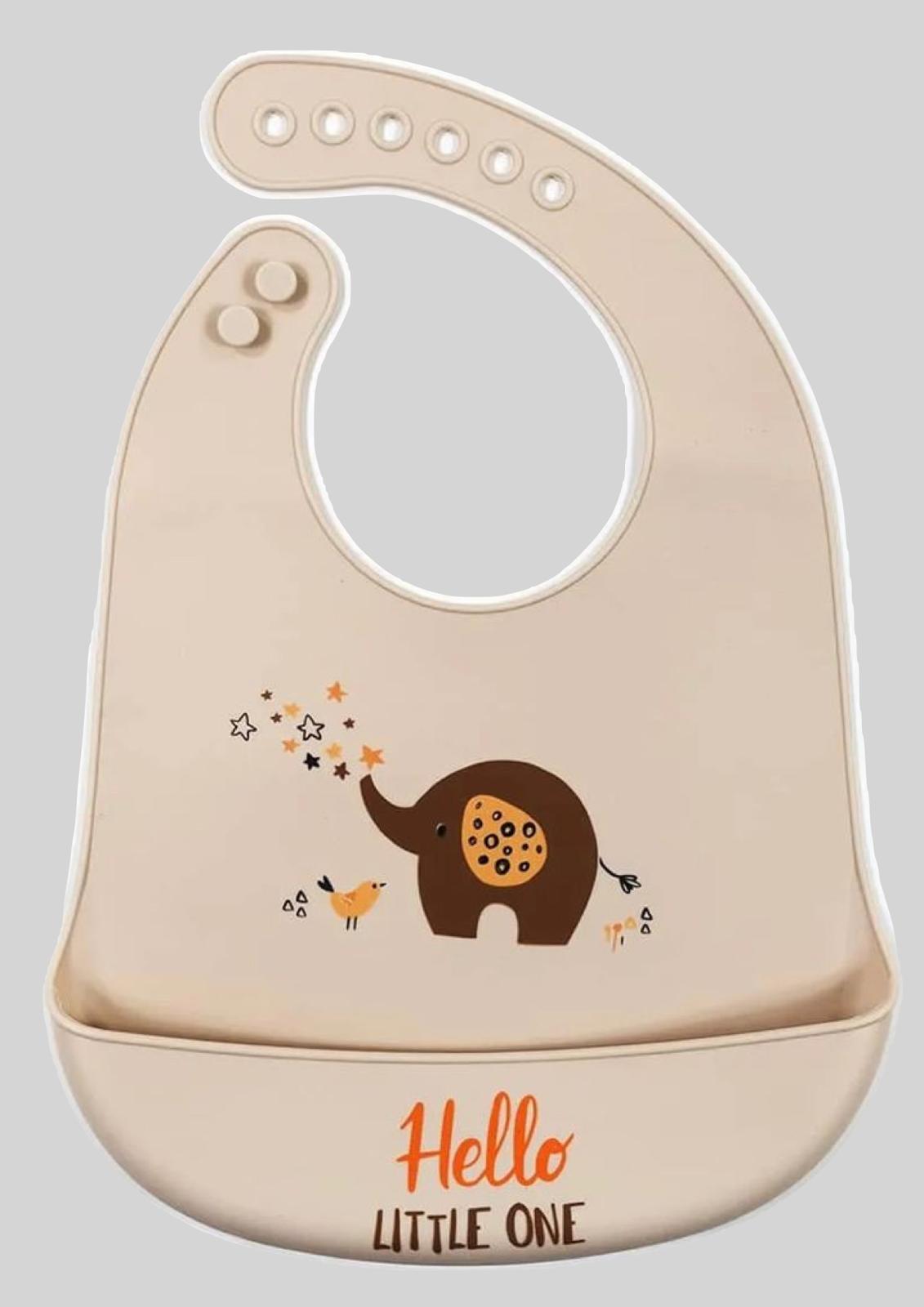 Bavaglino Neonato/a in silicone con tasca raccoglipappa ELLEPI