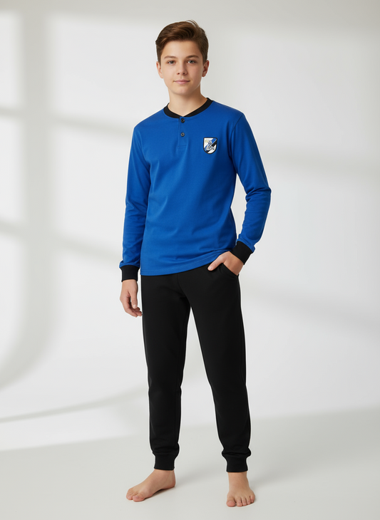 Pigiama Ragazzo Serafino Maniche lunghe Interlock Squadra INTER