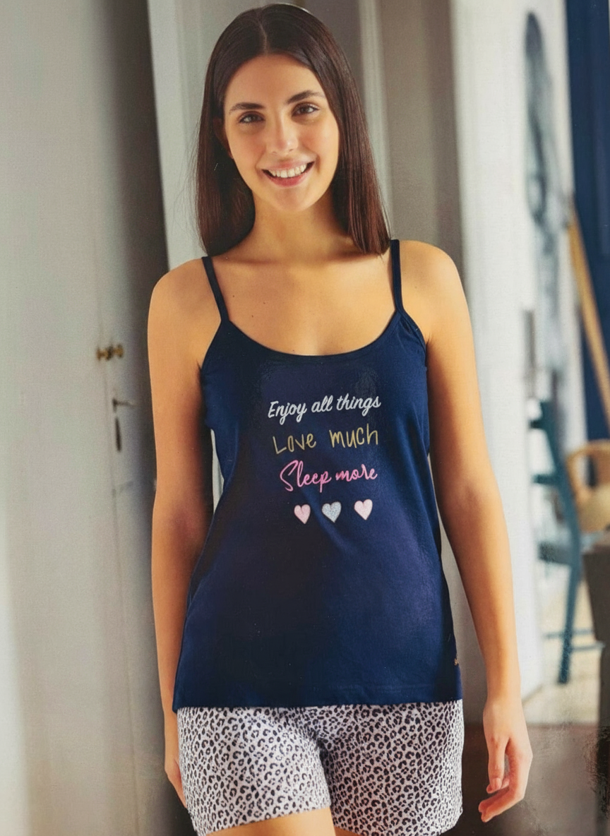 Pigiama donna corto canotta con spalline strette e pantaloncini - YOU&ME