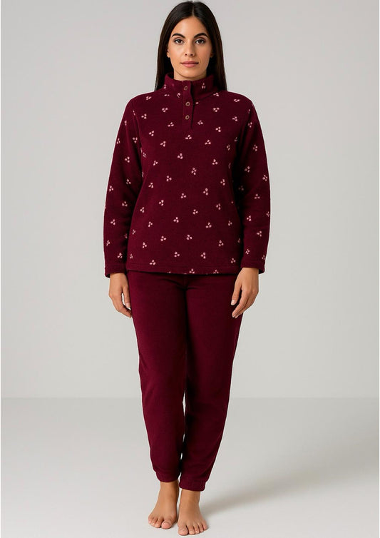 Pigiama Donna Pile Coral fleece Calibrato fantasia fiocchetti - Taglie forti