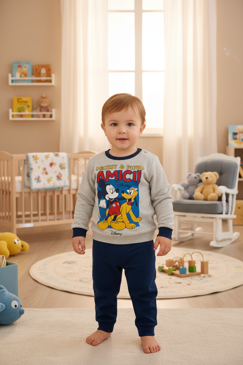 Pigiama Neonato in cotone felpato Disney Mickey Mouse - Taglia 30 mesi