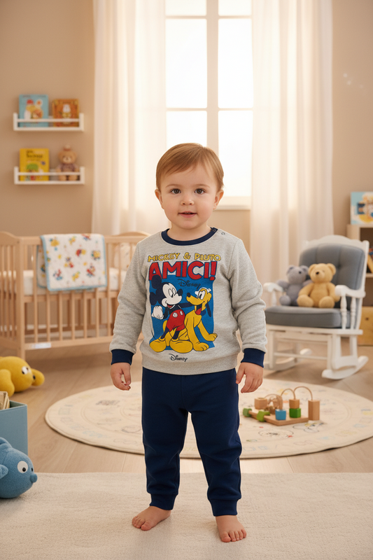 Pigiama Neonato in cotone felpato Disney Mickey Mouse - Taglia 30 mesi
