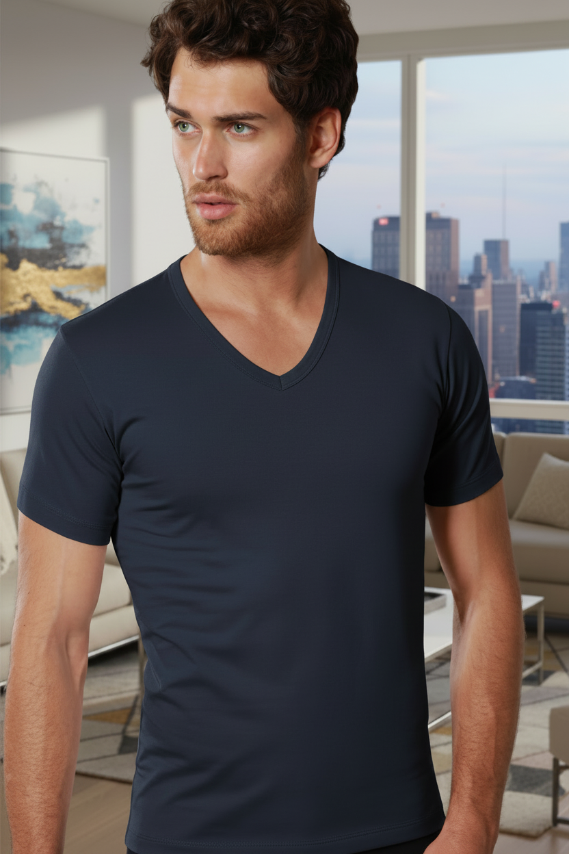 Maglia Uomo Mezza Manica scollo a V cotone jersey colori assortiti - NOTTINGHAM