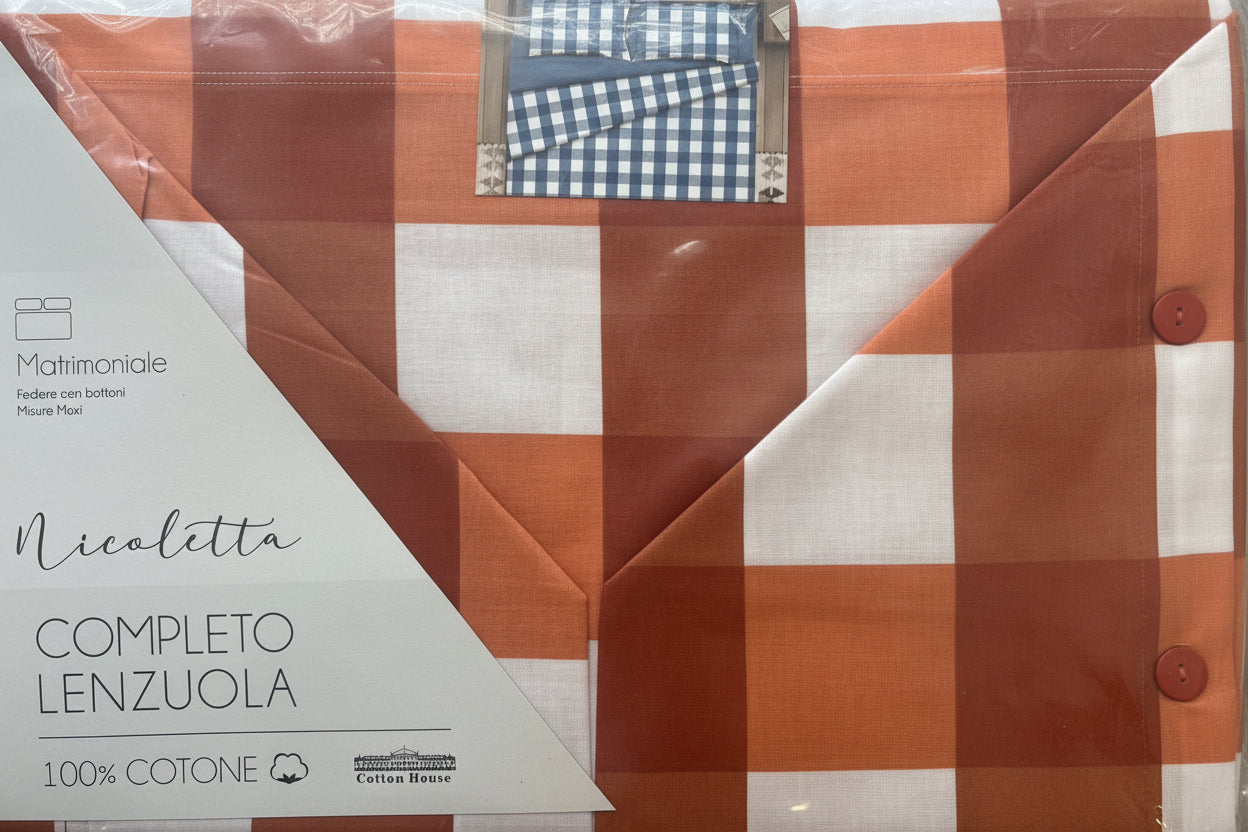 Completo Letto Fantasia Scozzese Matrimoniale Misure Maxi - COTTON HOUSE