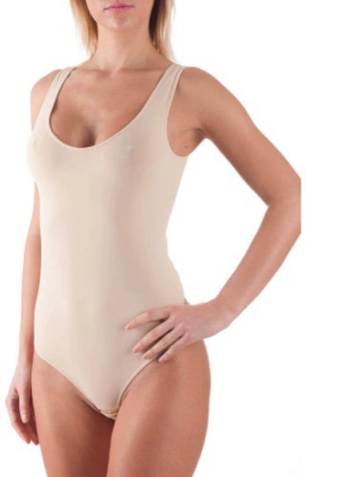 Body donna in microfibra seamless spalla larga 090 BELLISSIMA nudo