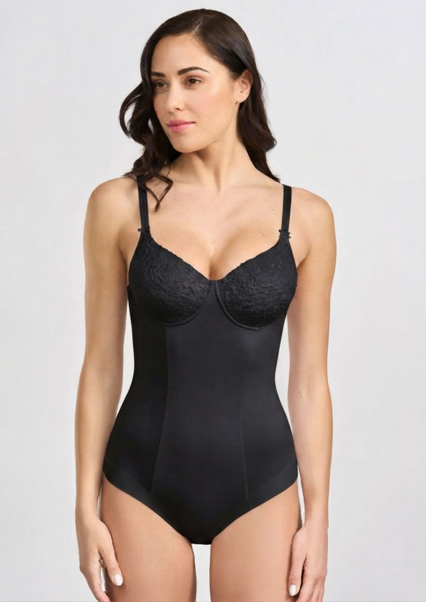 Body Margherita con coppe imbottite in cotone elasticizzato e pizzo donna – SPIMAN