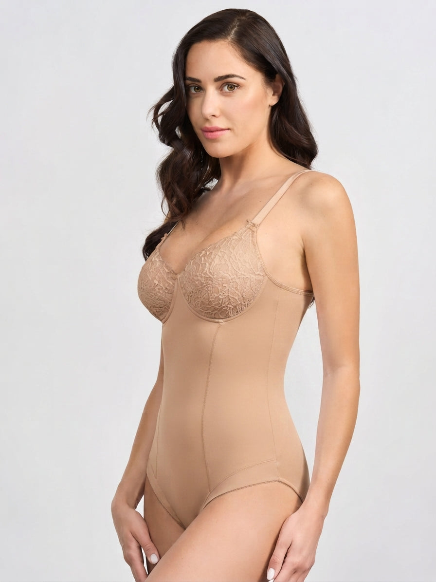 Body Margherita con coppe imbottite in cotone elasticizzato e pizzo donna – SPIMAN