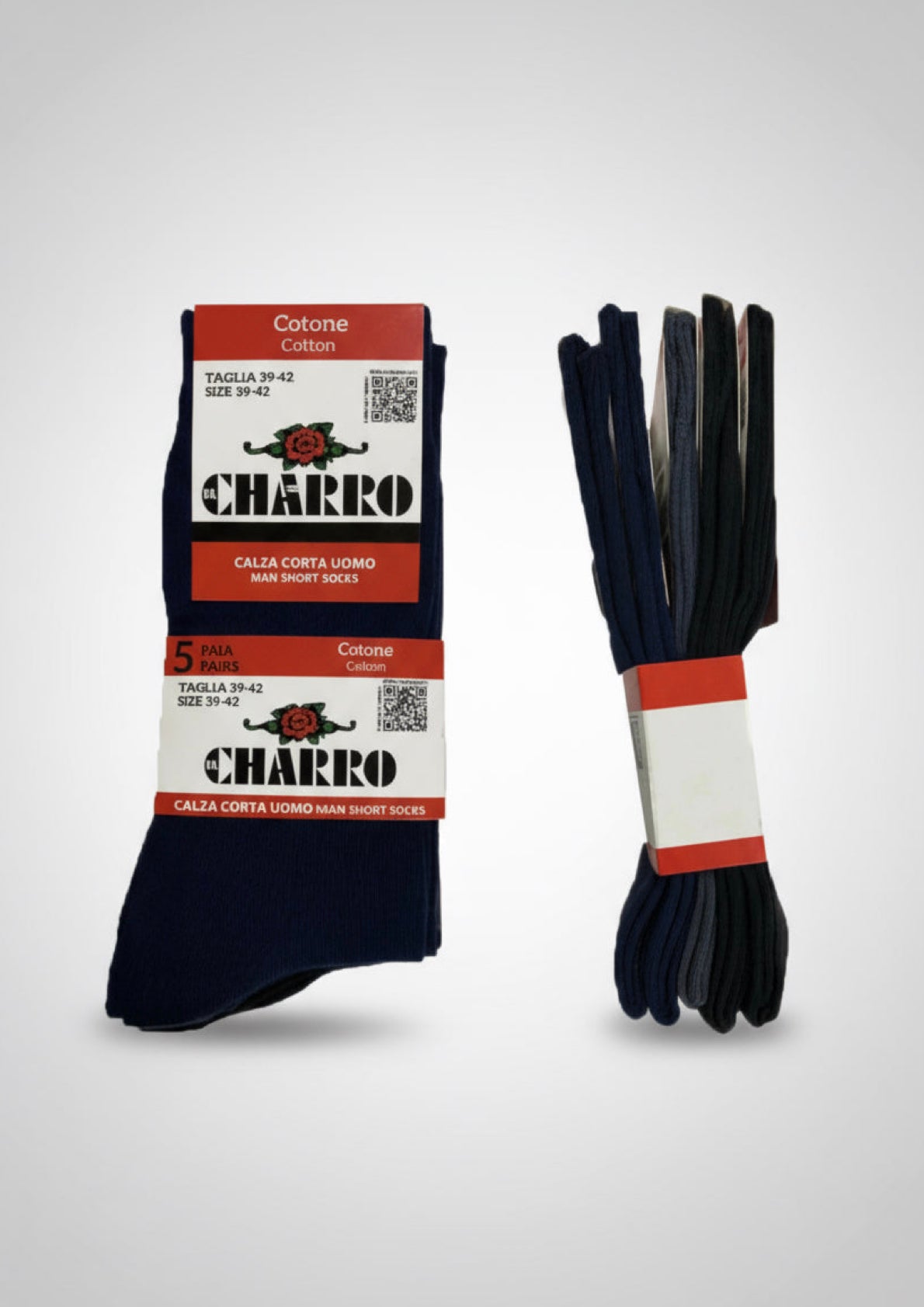 Calze corte uomo CHARRO 5 paia cotone nere | AV INTIMO