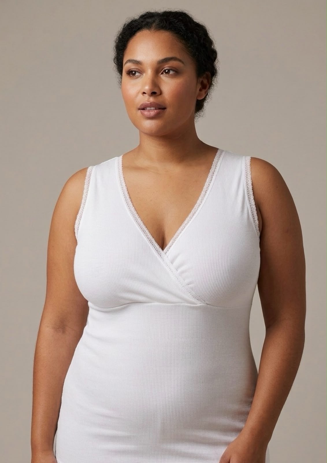 Canottiera donna spalla larga in 100% cotone con forma del seno LEABLE - Taglie 8 e 10