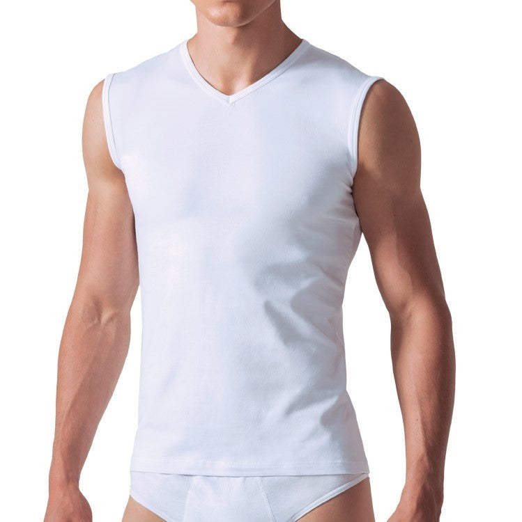T-shirt smanicata scollo V cotone elasticizzato ROSSOPORPORA