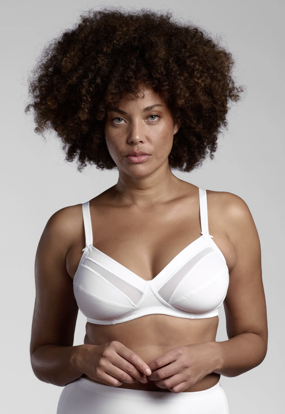 Reggiseno senza ferretto contenitivo con inserti in tulle cotone sulla pelle – LEPEL