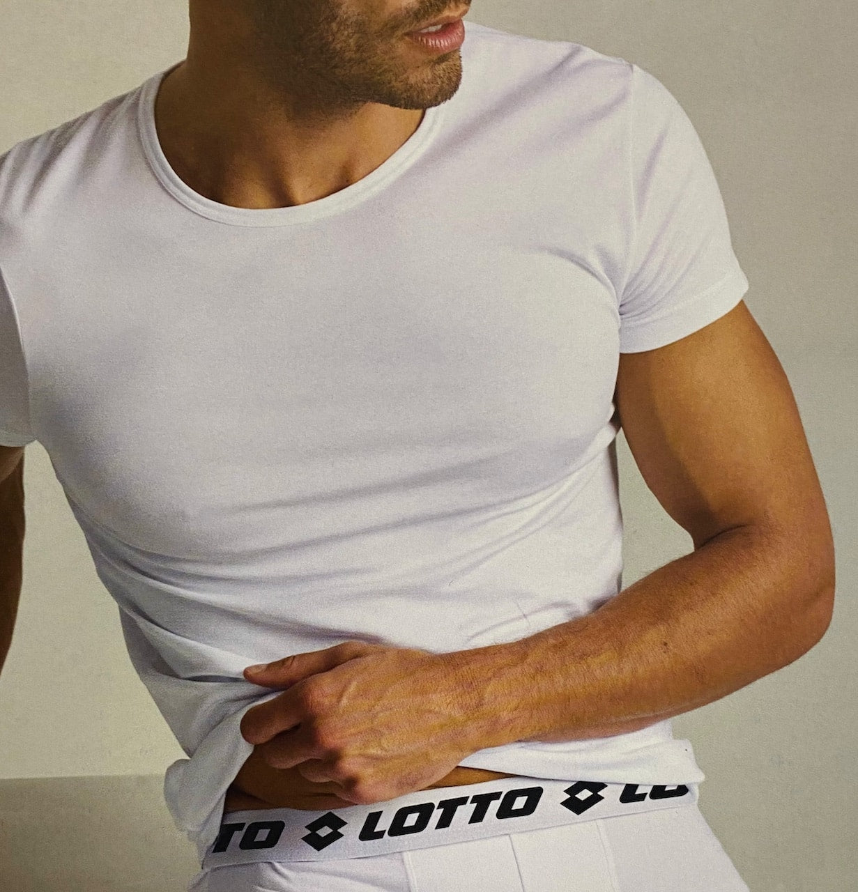 T-shirt Uomo mezza manica girocollo in cotone bielastico LOTTO