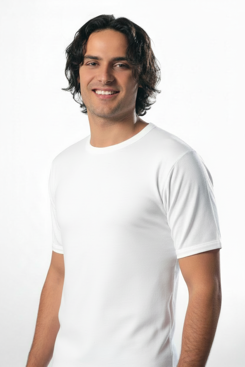 Maglia Uomo Mezza Manica Girocollo cotone interlock felpato Art. 201  LEABLE colore bianco