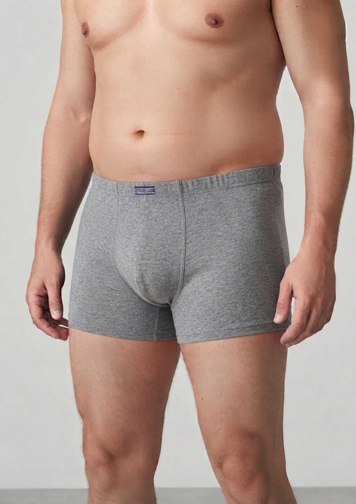 Maxi Boxer in cotone elasticizzato con elastico ricoperto taglie comode calibrate grigio melange