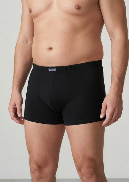 Maxi Boxer in cotone elasticizzato con elastico ricoperto taglie comode calibrate nero