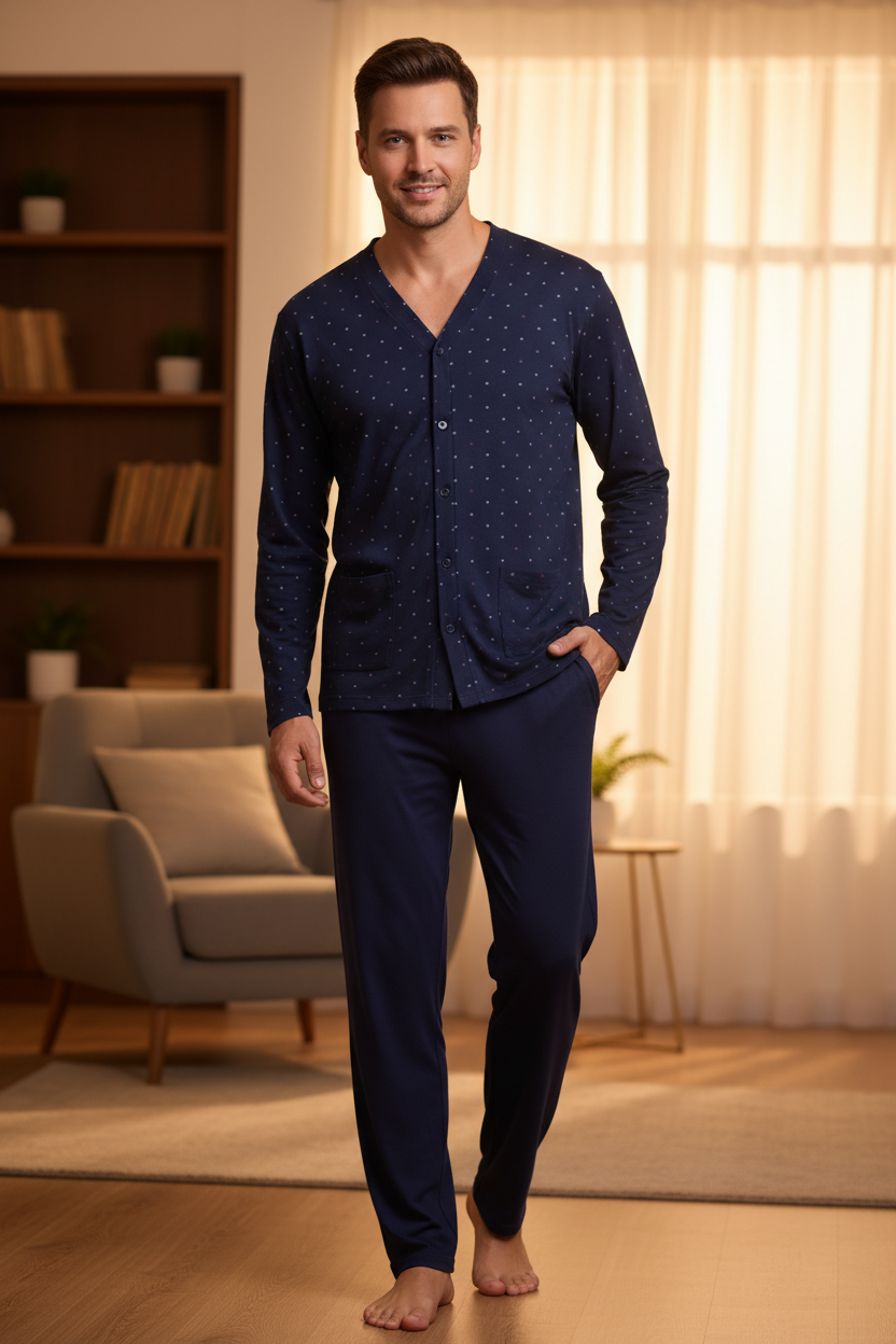 Pigiama Uomo Interlock Aperto taglie calibrate IL GRANCHIO taglia 2xl