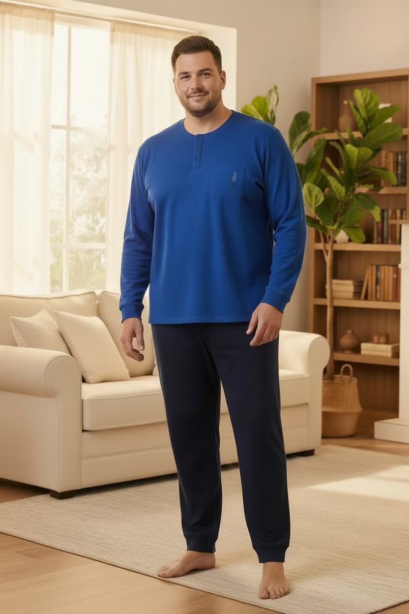 Pigiama Uomo Calibrato in Cotone Interlock taglia 4XL blu royal YOU&ME