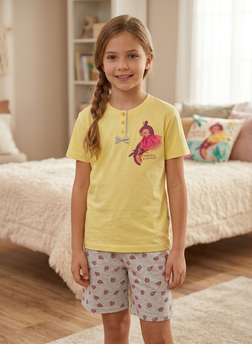 Pigiama Bambina T-Shirt manica corta e pantaloncini IRGE - Taglia 9\10 anni