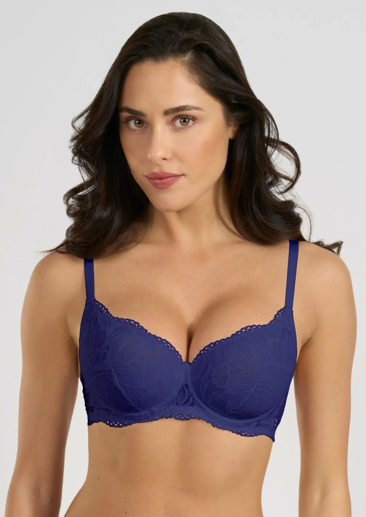 reggiseno balconcino imbottito in pizzo donna Noemi SPIMAN blu taglia 2B-5B