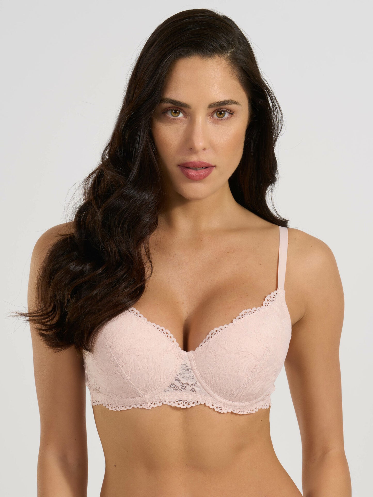 reggiseno balconcino imbottito in pizzo donna Noemi SPIMAN cipria taglia 2B-5B dettagli