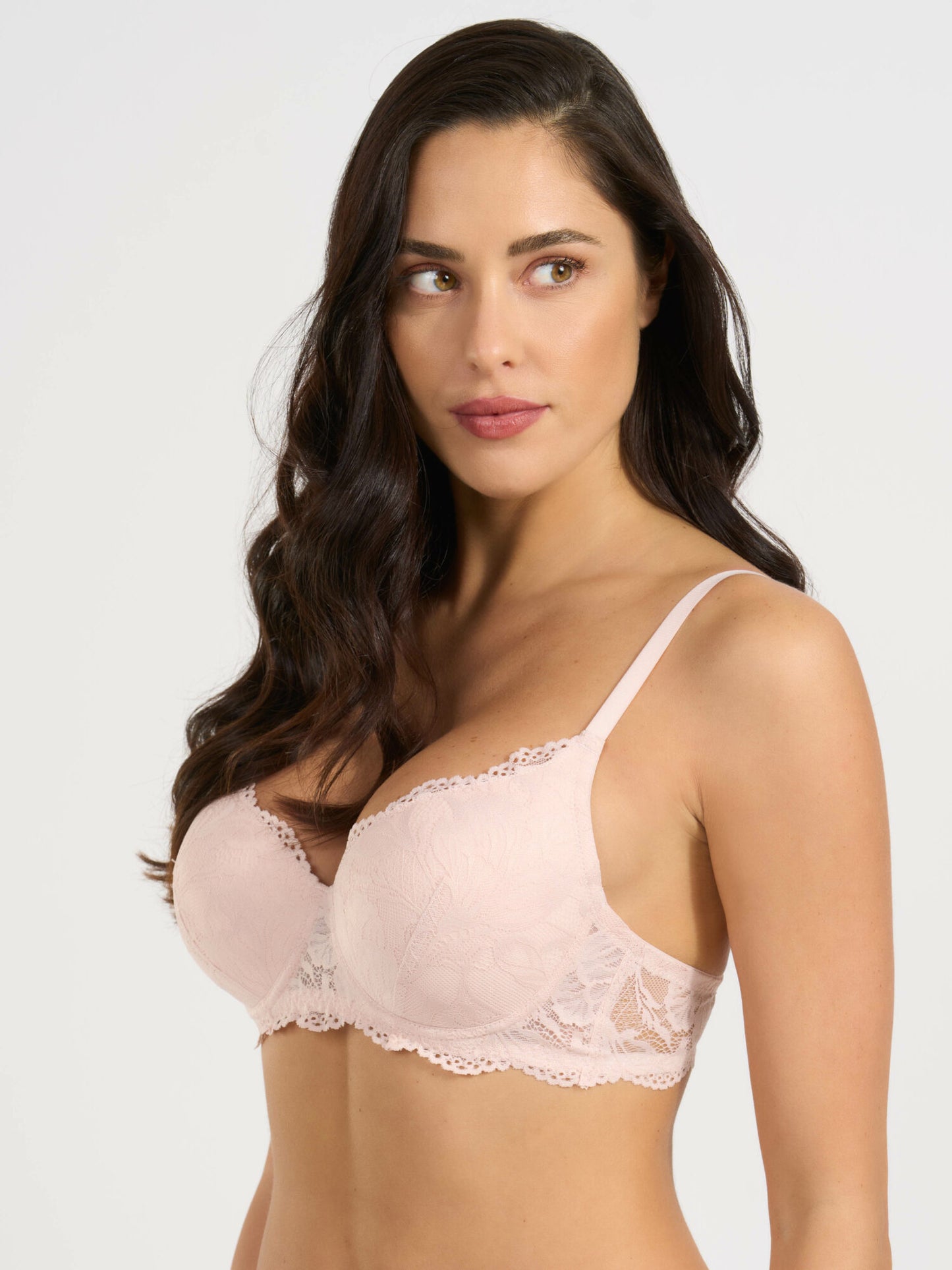 reggiseno balconcino imbottito in pizzo donna Noemi SPIMAN cipria taglia 2B-5B dettaglio