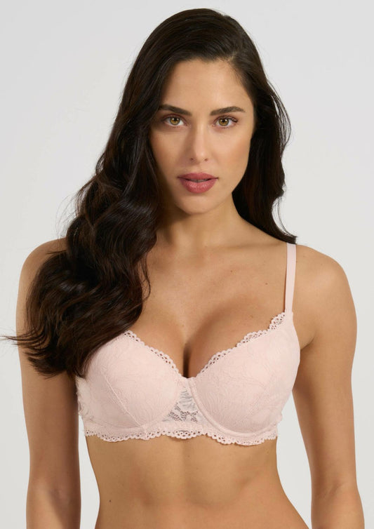 reggiseno balconcino imbottito in pizzo donna Noemi SPIMAN cipria taglia 2B-5B
