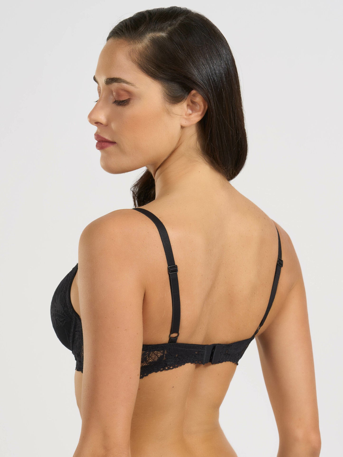 reggiseno balconcino imbottito in pizzo donna Noemi SPIMAN nero taglia 2B-5B chiusura posteriore