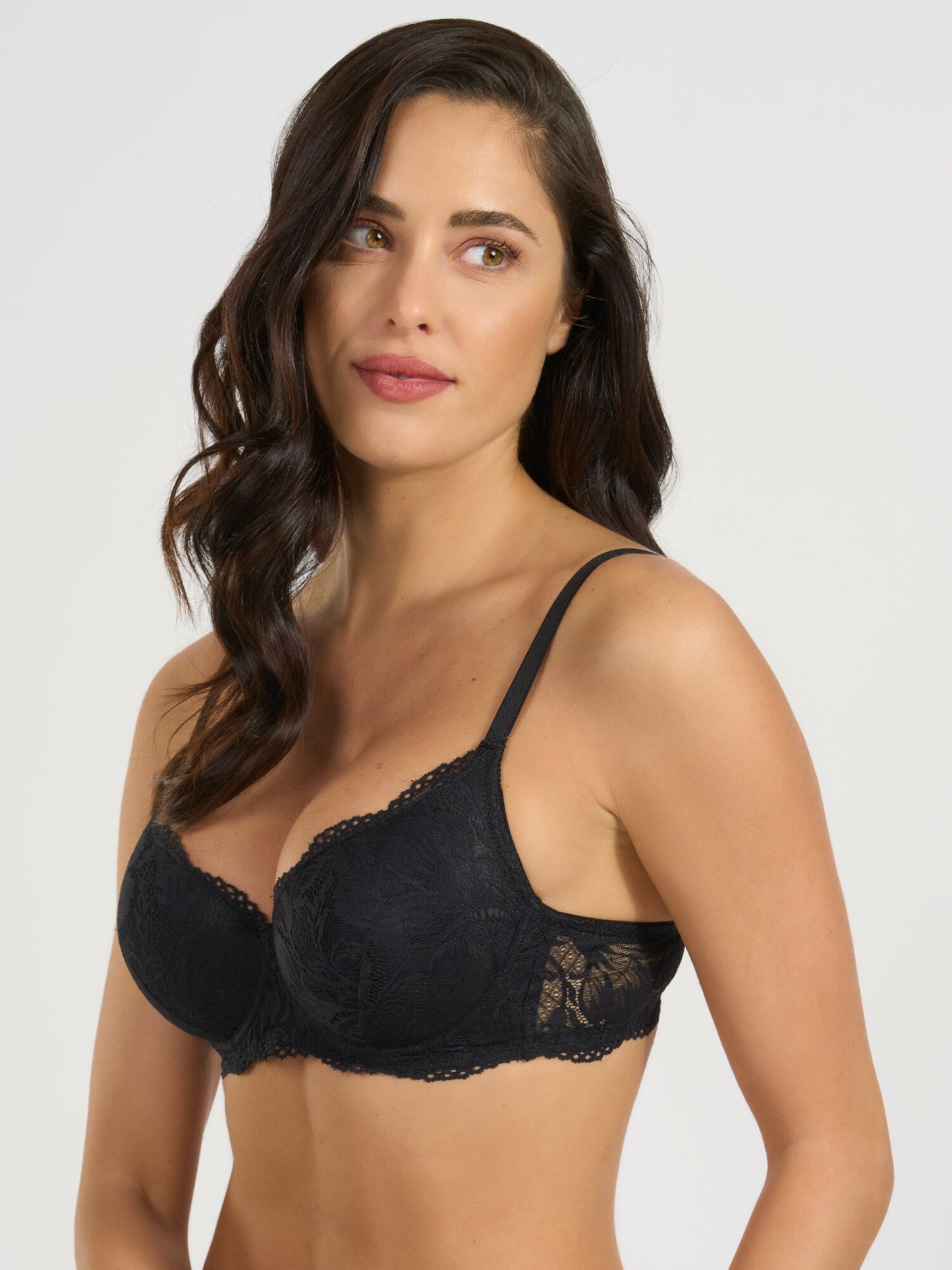 reggiseno balconcino imbottito in pizzo donna Noemi SPIMAN nero taglia 2B-5B