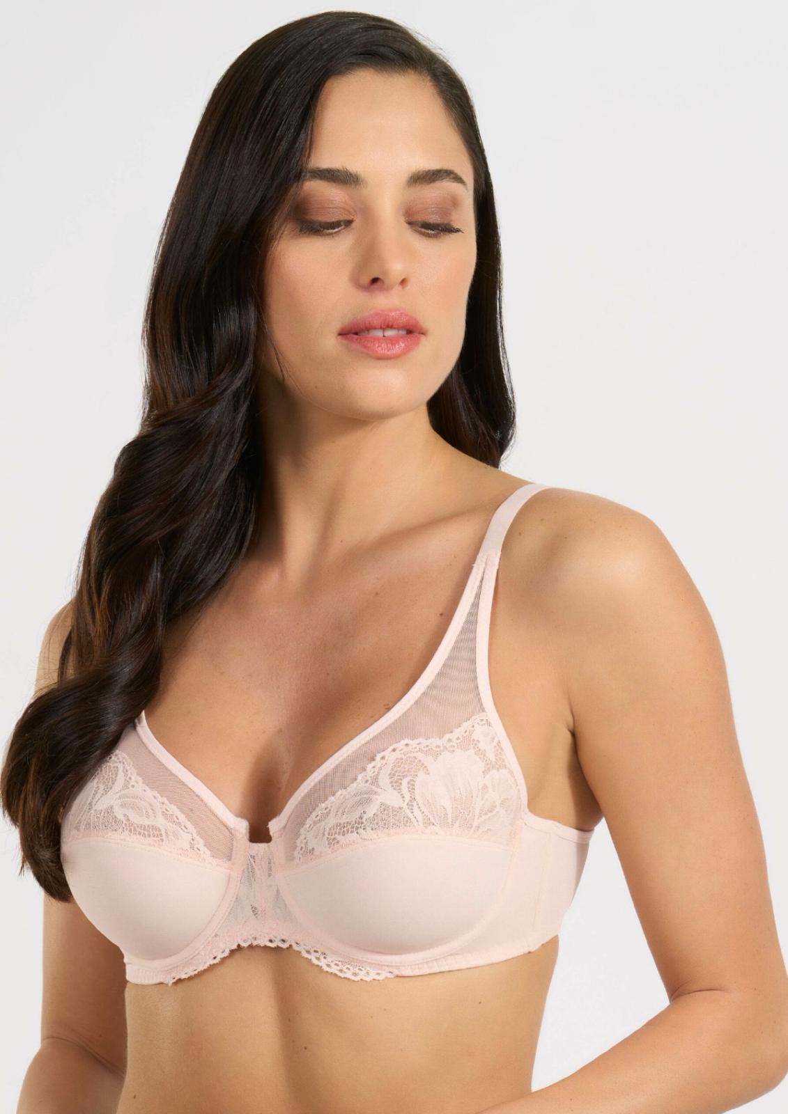 reggiseno contenitivo con ferretto e pizzo donna Delia SPIMAN cipria taglia 3C-7C
