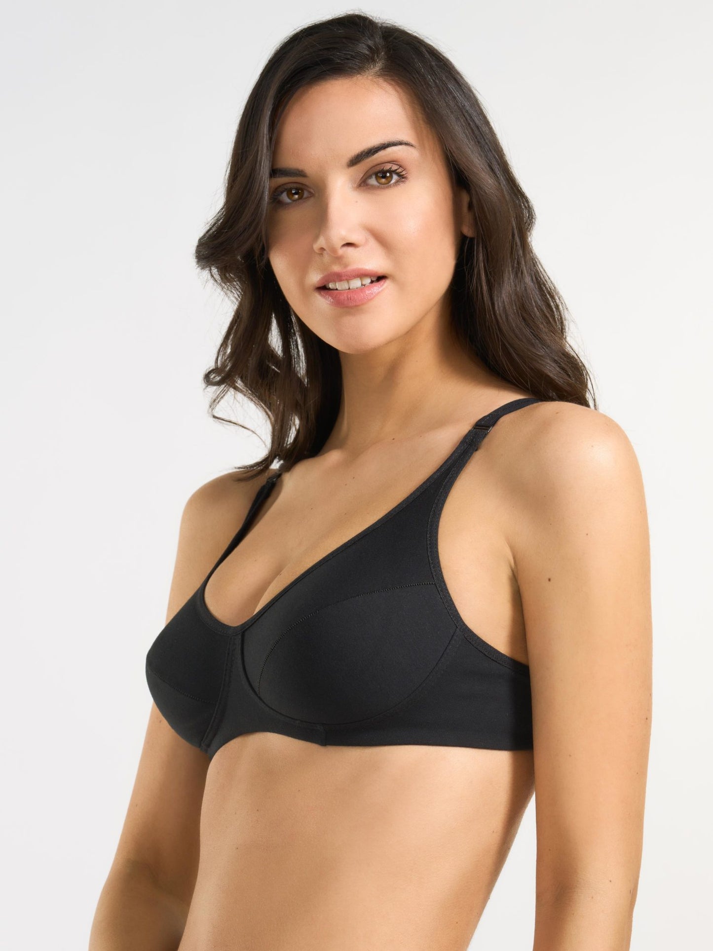 reggiseno cotone ecologico senza ferretto donna SPIMAN nero taglia 2B-8B dettagli