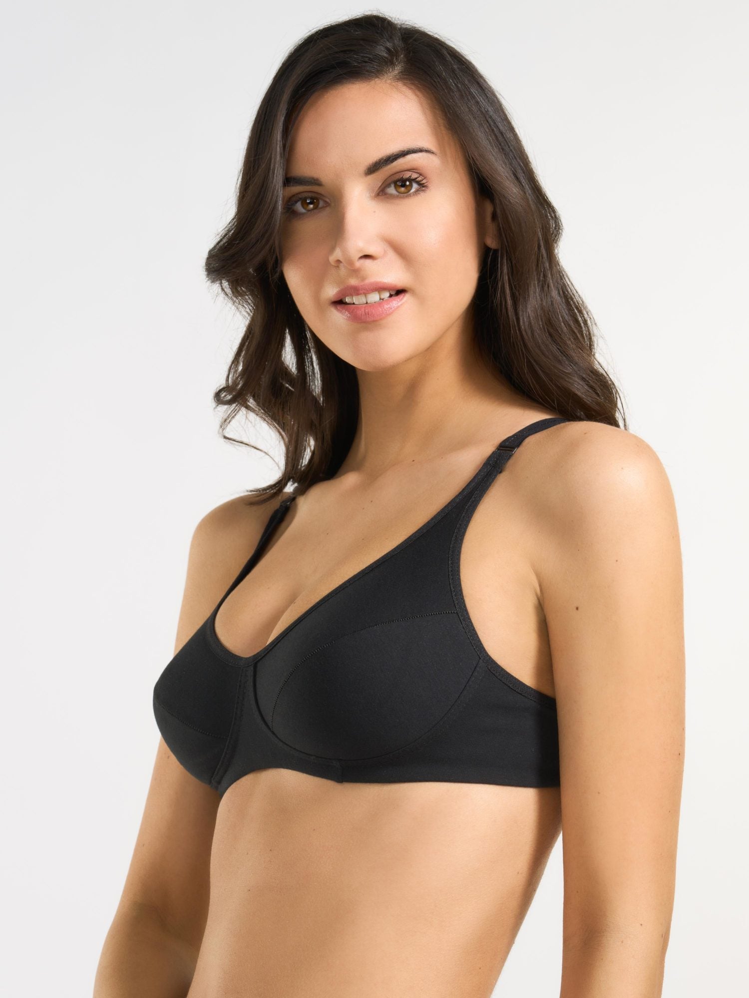 reggiseno cotone ecologico senza ferretto donna SPIMAN nero taglia 2B-8B dettagli