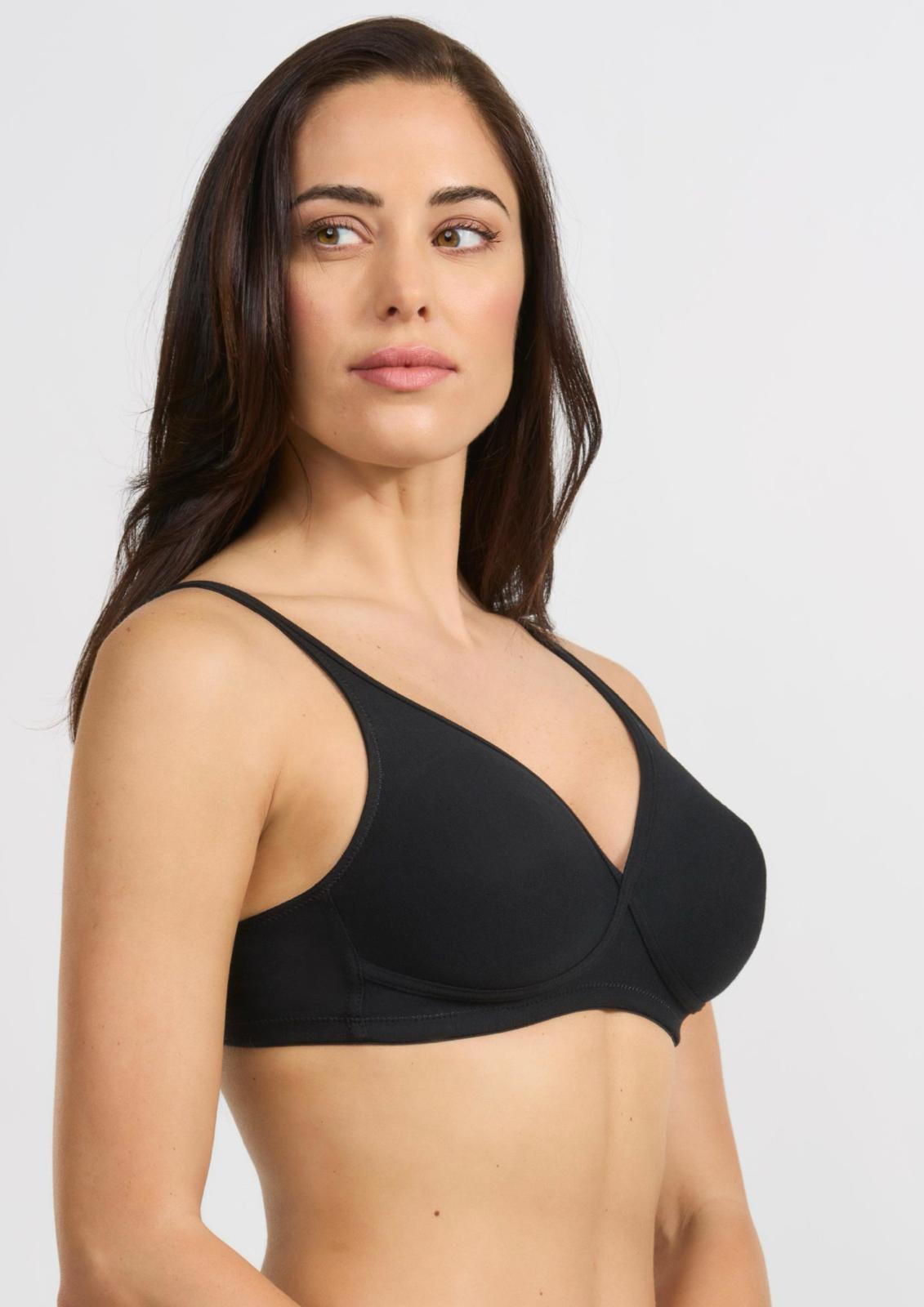 reggiseno cotone ecologico senza ferretto donna SPIMAN nero taglia 2B-8B laterale
