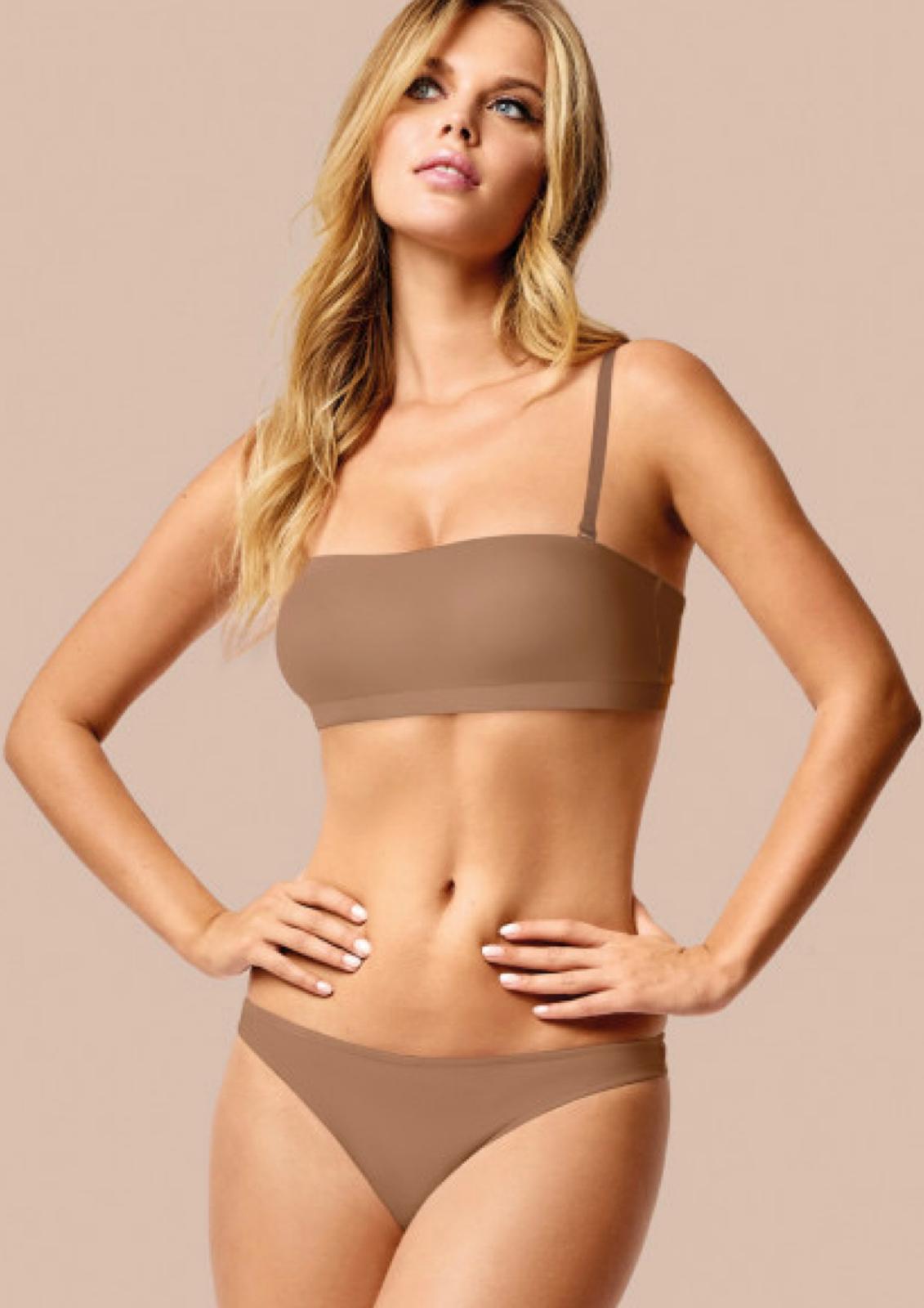 reggiseno fascia top donna 956 INFIORE caramello senza ferretto coppe estraibili con brasiliana coordinato 971