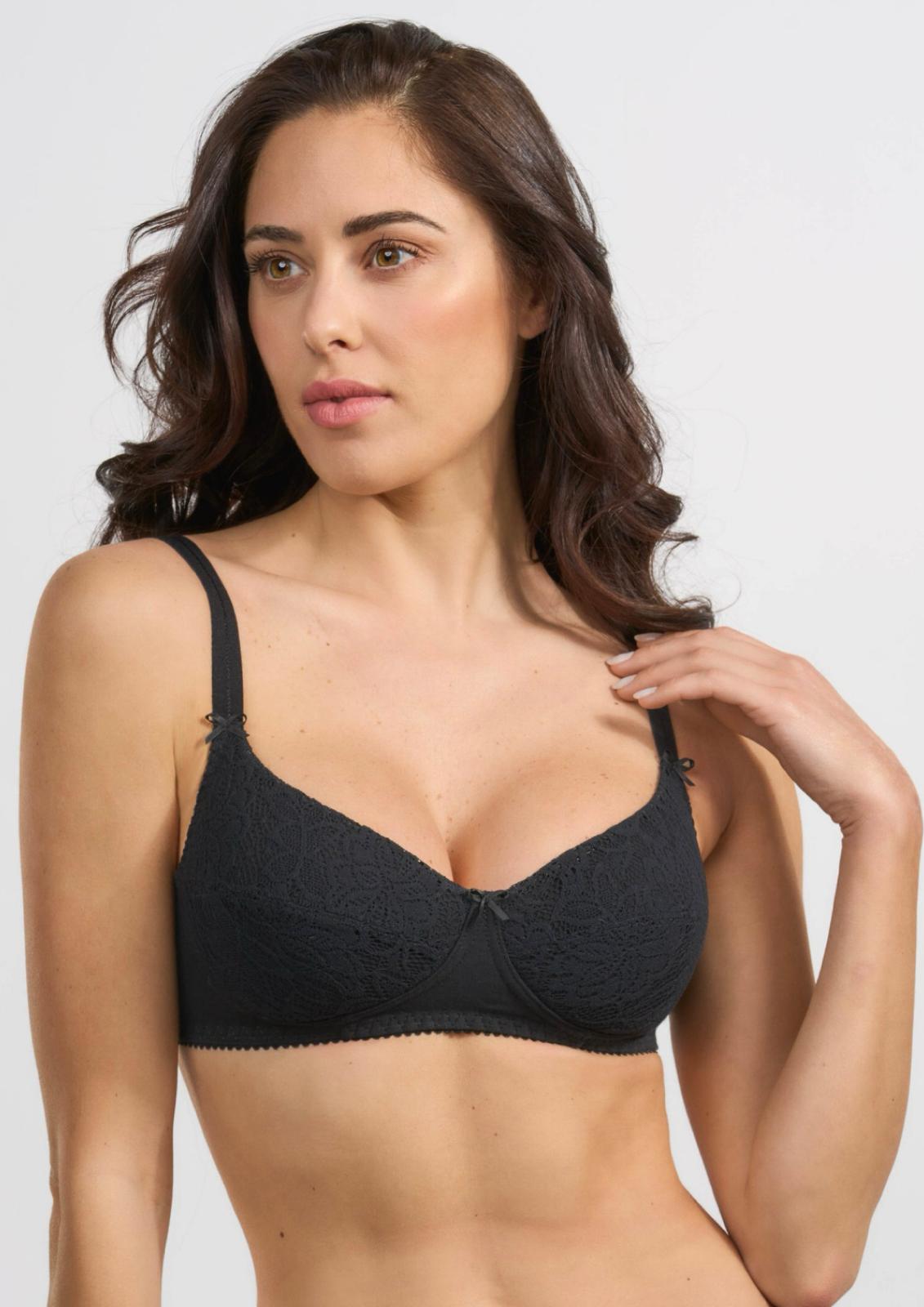 reggiseno imbottito cotone senza ferretto donna SPIMAN nero taglia 2B-7B