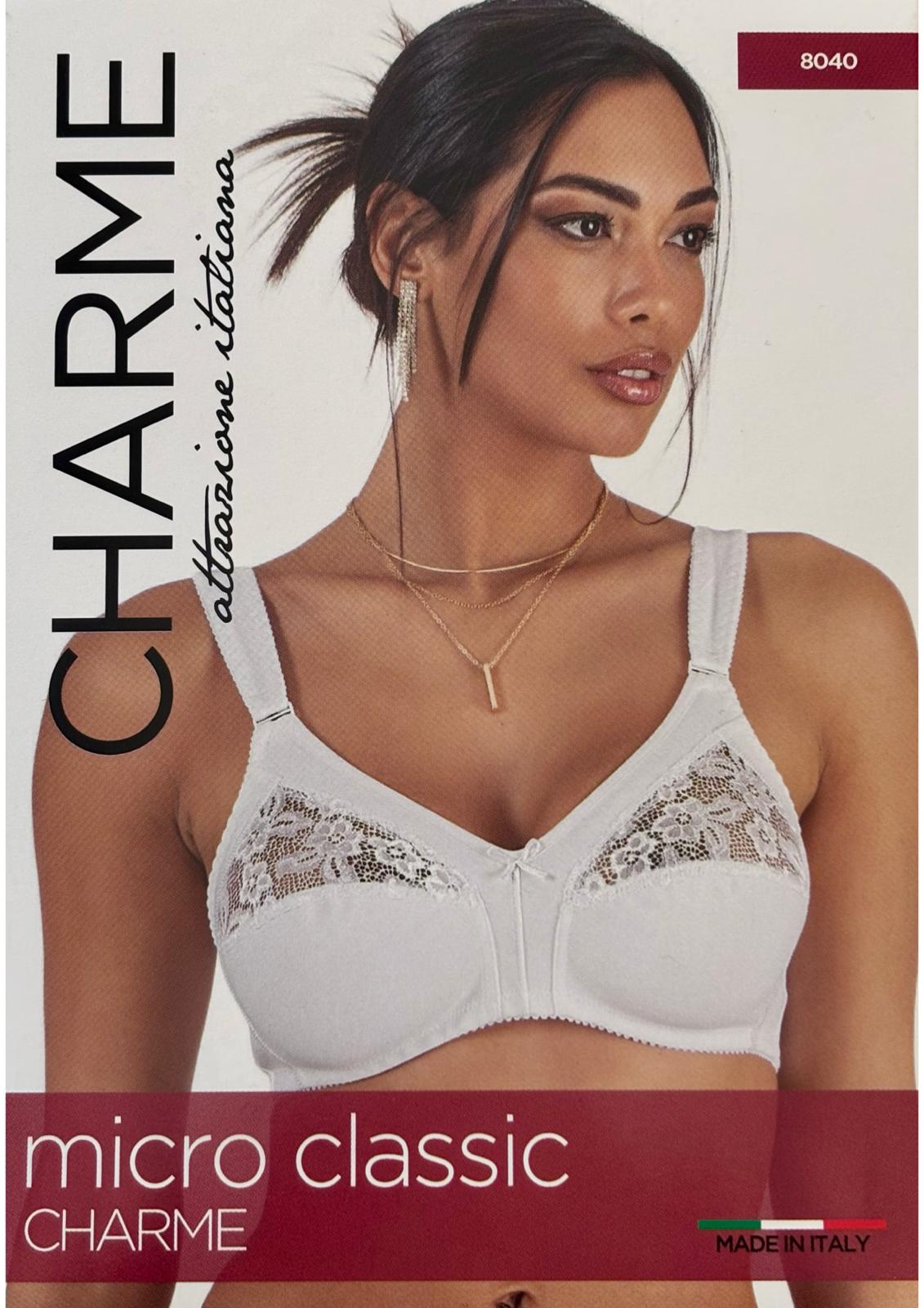reggiseno modellante donna 8040 CHARME nero microfibra con pizzo spalline larghe dettaglio confezione