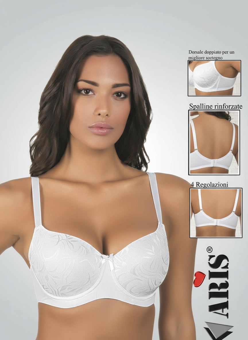 reggiseno donna Miss Gold 2014 ARIS coppa C preformata imbottita bianco con ferretto dettagli