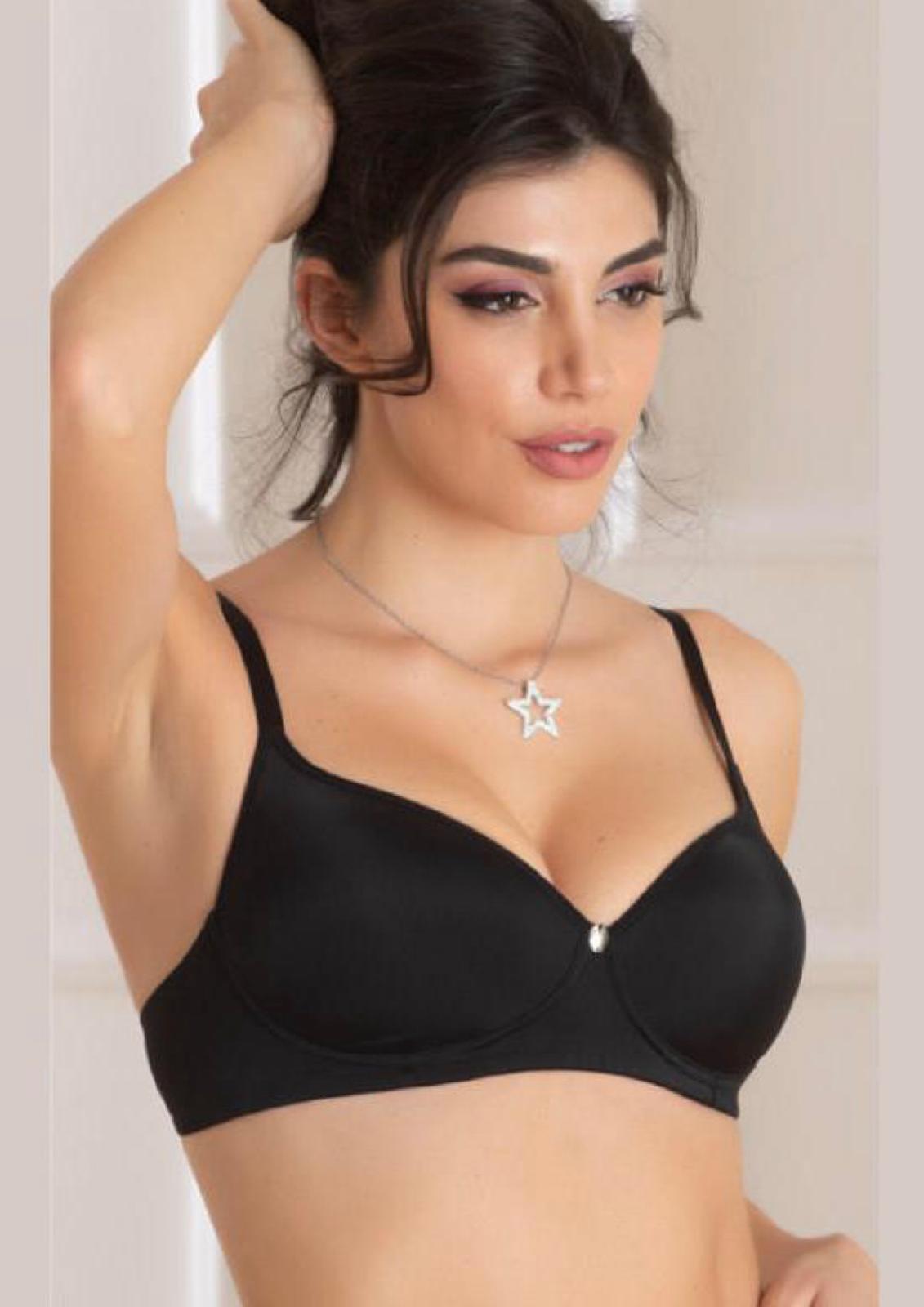 reggiseno senza ferretto coppa C FRAMES R594 nero imbottito donna