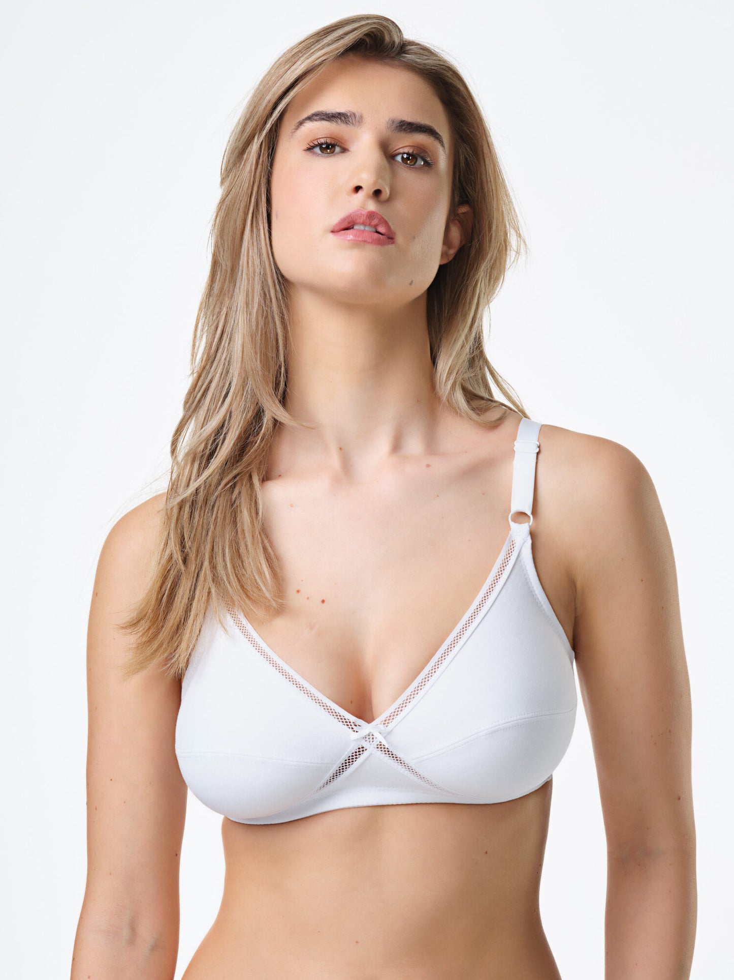 reggiseno senza ferretto cotone donna Mira SPIMAN bianco taglia 3B-7B foto frontale