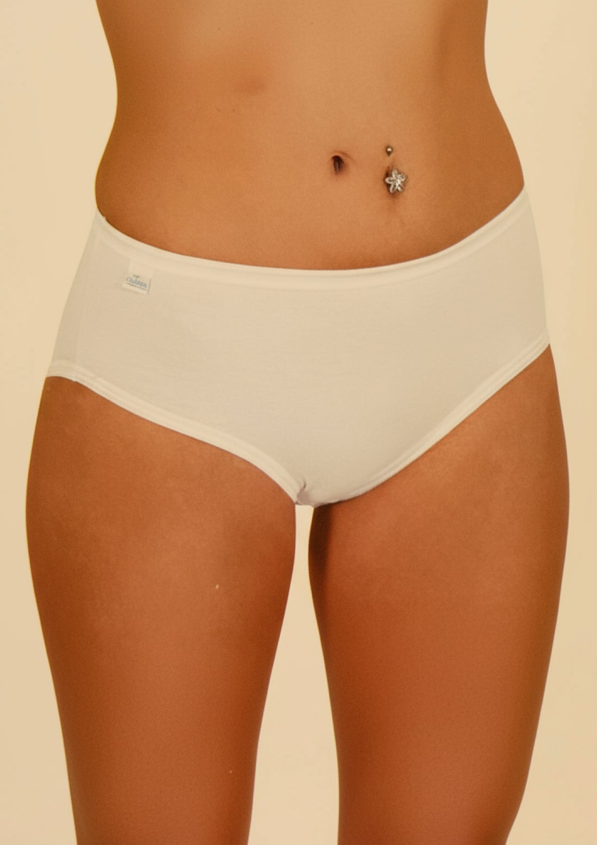Slip Midi Vita Alta CHARINA cotone elasticizzato bianco | AV INTIMO