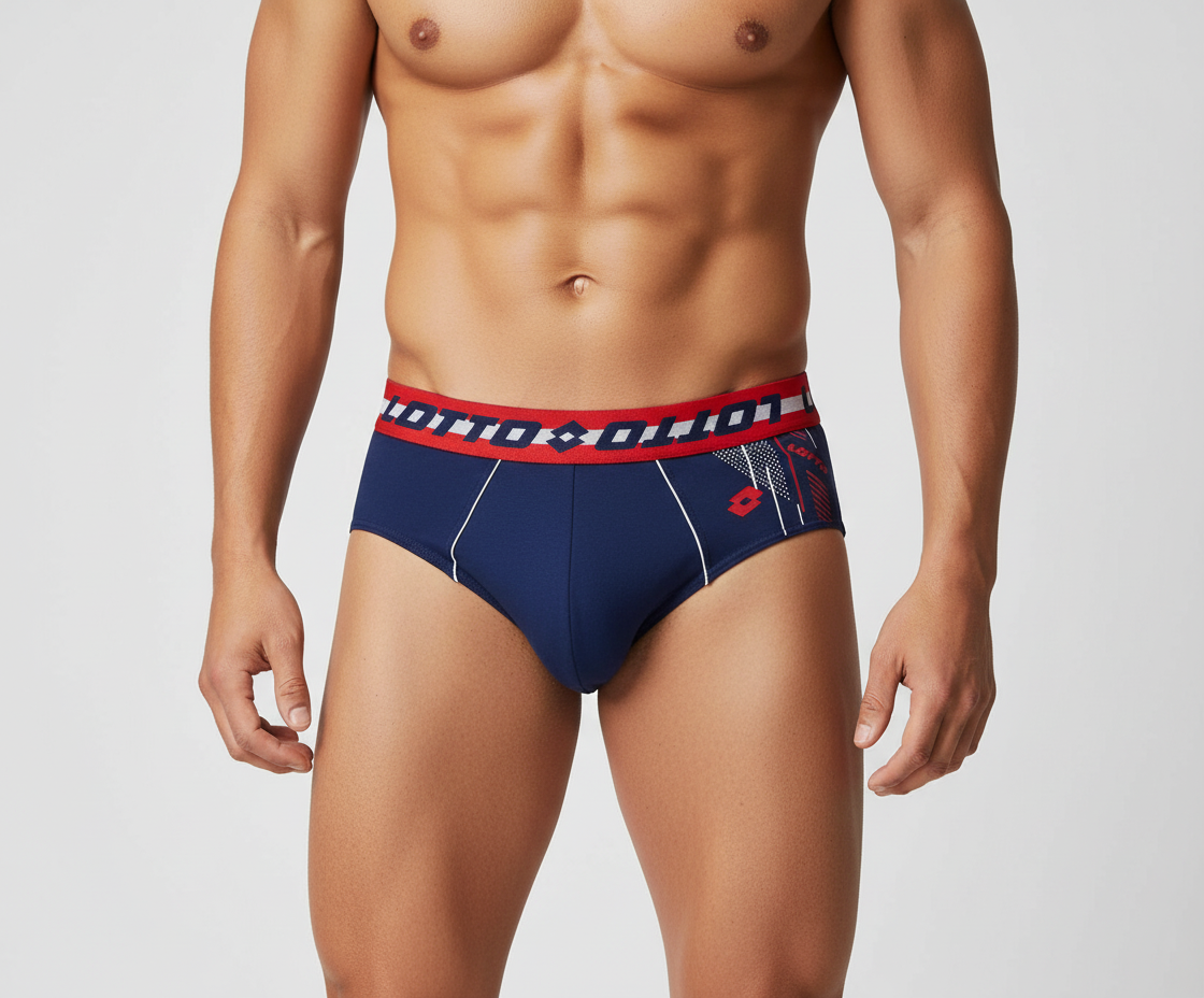 Slip Uomo in cotone elastico in vita con scritta marchio LOTTO color jeans