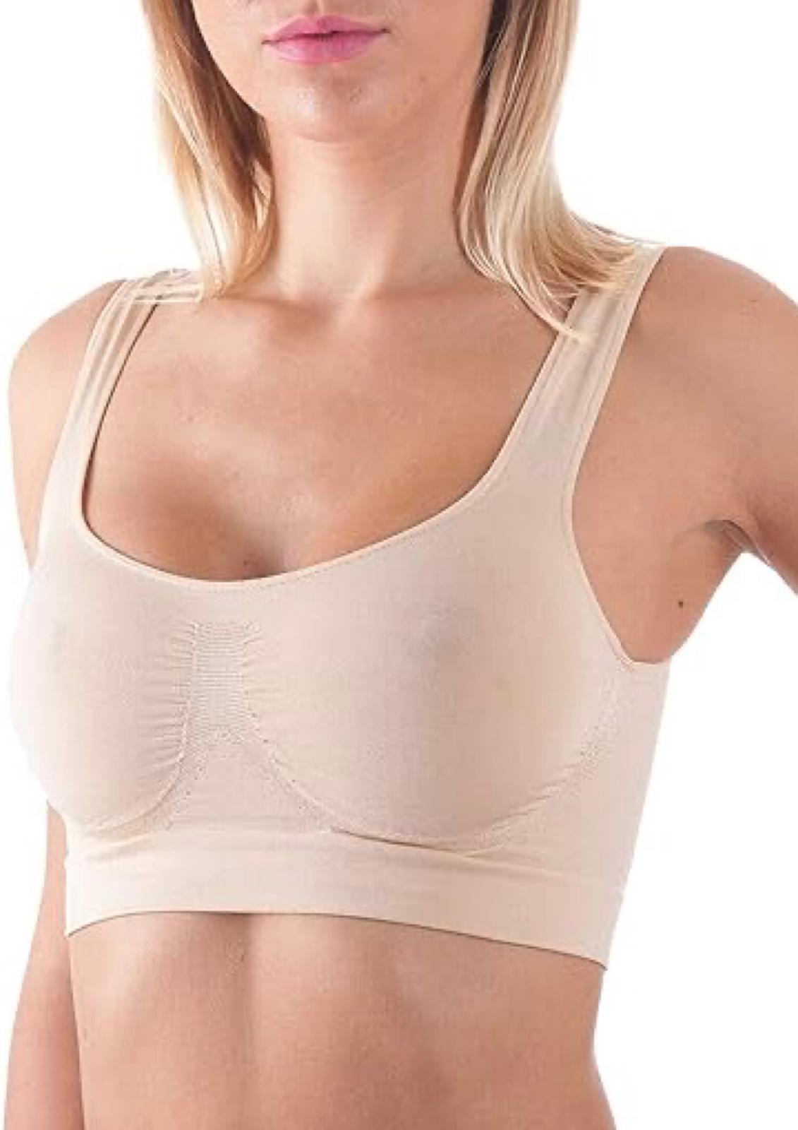 Top imbottito in microfibra seamless con spalla larga e coppe removibili BELLISSIMA nudo