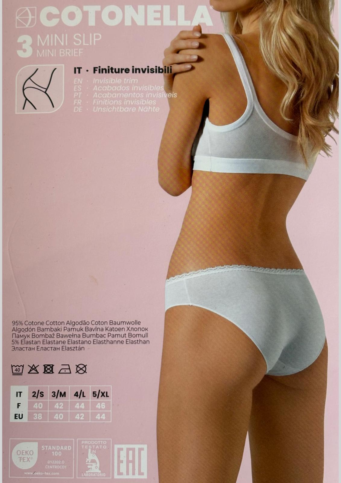 Tripack Mini Slip Essentials COTONELLA cotone elasticizzato bianco confezione | AV INTIMO