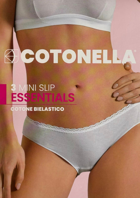 Tripack Mini Slip Essentials COTONELLA cotone elasticizzato bianco | AV INTIMO