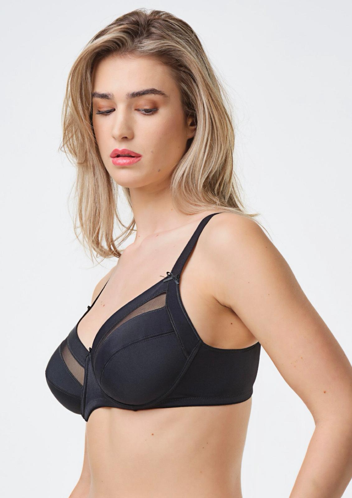 vista laterale reggiseno con ferretto elasticizzato modellante donna SPIMAN AV INTIMO nero taglia 3B-8B
